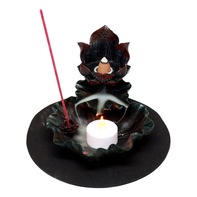 Ebros Gift Feng Shui Zen Lotus Flower Incense Tower Burner